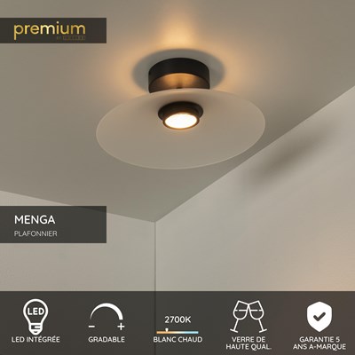 Lucide MENGA - Plafonnier - Ø 40 cm - LED Dim. - 1x11W 2700K - Opalin | Premium